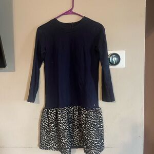 Stylish Navy and Leopard Print Kids Dress